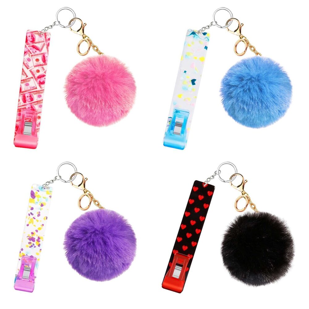 8466 4pcs Card Grabber for Long Nails Keychain ATM Card Clip for Long Nails
